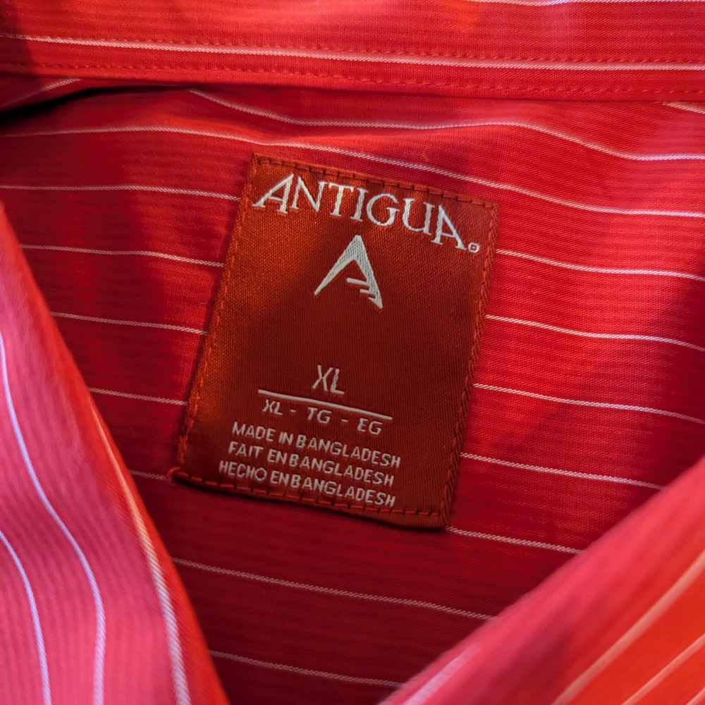 Antigua Fresno State Bulldogs, Red Button Down Shirt with Pinstripes - Picture 2 of 4